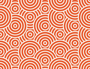 Abstract circle, line seamless pattern. Bright colorful business background, orange white color. Linear round shapes, creative geometric ornament
