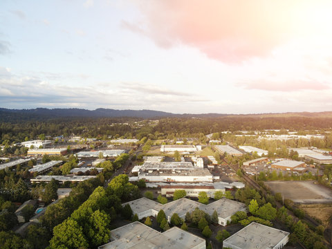 Photo of the suburb from a height, drone, landscape background