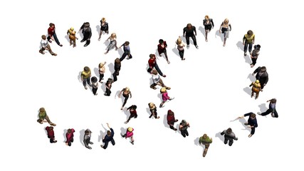 people - arranged in number 30 - with shadow - isolated on white background