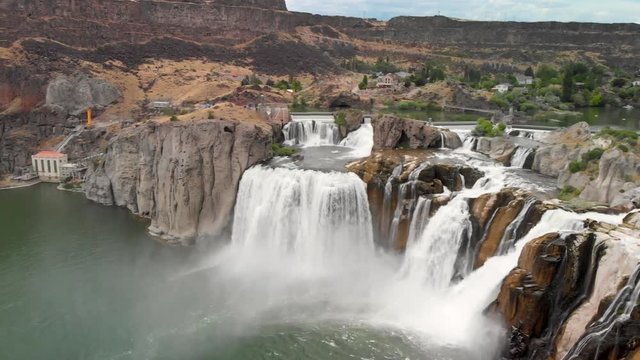Spectacular aerial view of Shoshone Falls or Niagara of the West with Snake River, Idaho, USA