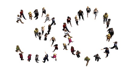 people - arranged in number 30 - without shadow - isolated on white background