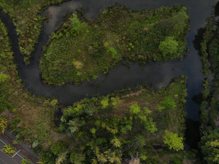 Photo of the river and the landscape top view, texture for design