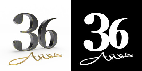 Obraz premium Inscription in Spanish. Golden number 36 years