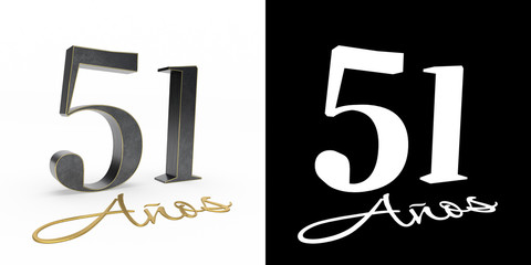 Fototapeta premium Inscription in Spanish. Golden number 51 years