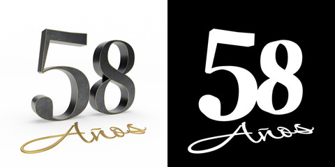 Inscription in Spanish. Golden number 58 years