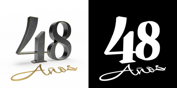 Inscription in Spanish. Golden number 48 years