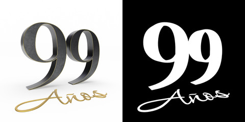Inscription in Spanish. Golden number 99 years