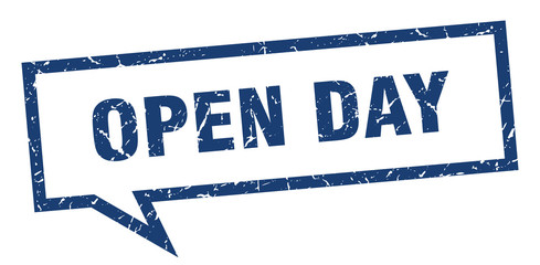 open day sign. open day square speech bubble. open day