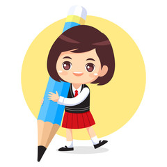 Cute girl in school uniform