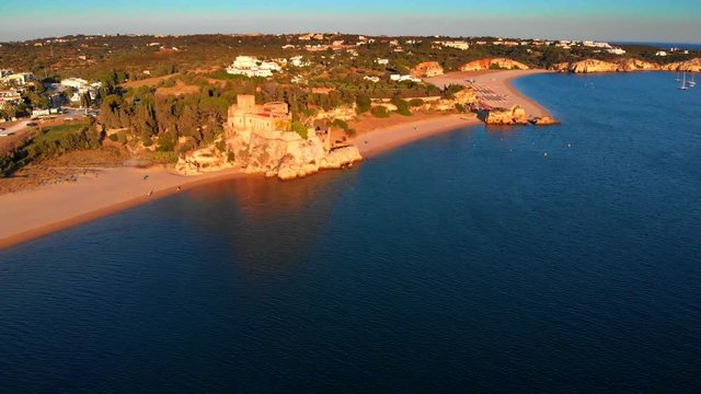 Aerial From Ferragudo In The Algarve Portugal 4K