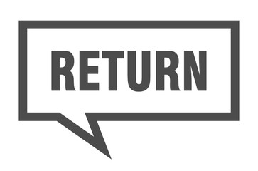 return sign. return square speech bubble. return