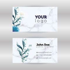 Floral marble horizontal business card