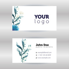 Flower horizontal business card. Modern business card template