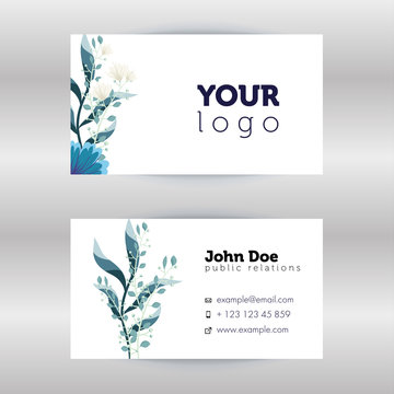 Flower Horizontal Business Card. Modern Business Card Template