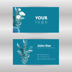 Menthol Flower horizontal business card. Modern business card template