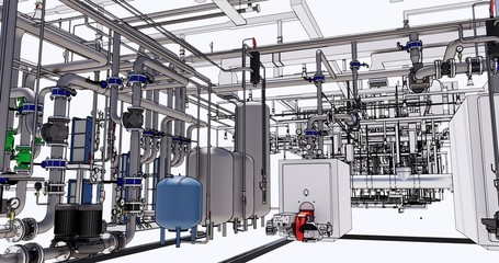 BIM model conceptual visualization of the utilities of the building	