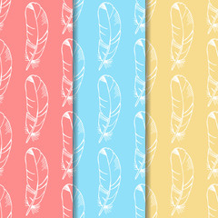 feather seamless pattern hand drawn sketch