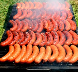 sausages on grill