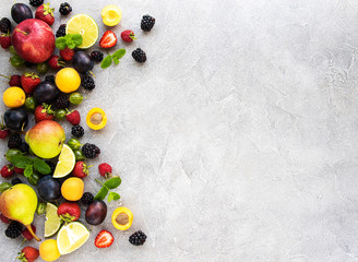 Fresh summer fruits and berries