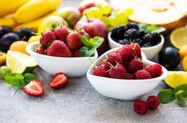 Fresh summer fruits and berries