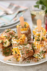 Spicy corn on the cob in spices