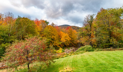 Landscape of New England in Foliage Season, October in USA
