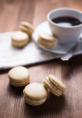 Light brown macarons on a coffee table