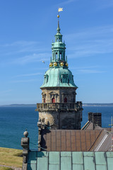 Fototapeta na wymiar Tower of Kronborg castle at Helsingor on Denmark
