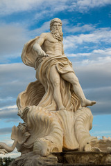 The Titan god of the river Okeanos. Oceanus in the Trevi Fountain in the famous "Europa Park" (Europe Park) in the city of Torrejon de Ardoz