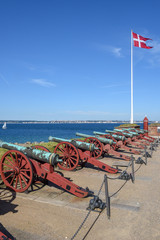 Cannon of Kronborg castle at Helsingor on Denmark