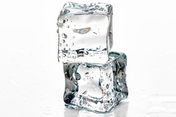 ice cubes on white background.