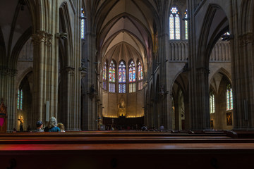 Fototapeta na wymiar Main nave of the cathedral of the Good Shepherd, Donostia-San Sebastian, Basque Country, Spain