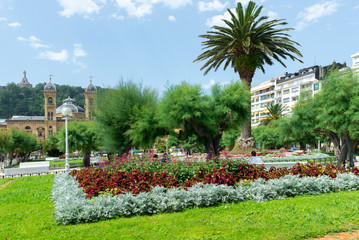 Alderdi Eder gardens and Town Hall of Donostia-San Sebastian, Spain