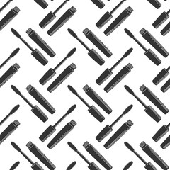 Black mascara brush. Vector in doodle and sketch style.