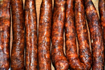 homemade sausages smoked