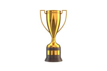 3D render of Gold Trophy Cup isolated on white.