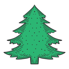 Evergreen pine tree. Vector concept in doodle and sketch style.