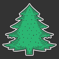 Evergreen pine tree. Vector concept in doodle and sketch style.