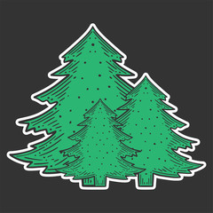 Evergreen pine tree. Vector concept in doodle and sketch style.