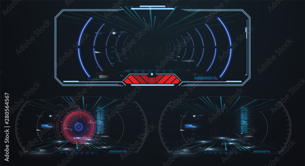 Aufkleber Virtual reality. Futuristic VR Head-up Display Design. Sci-Fi Helmet HUD. Future Technology. Hi tech future design. Vector
