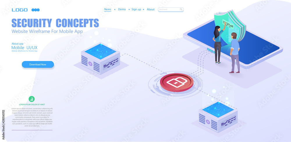 Aufkleber Credit card security isometric vector illustration. Online payment protection system concept with smartphone and wallet. Secure bank transaction with password 