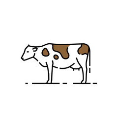 Dairy cow line icon. Farm animal symbol. Cattle livestock graphic. Vector illustration.