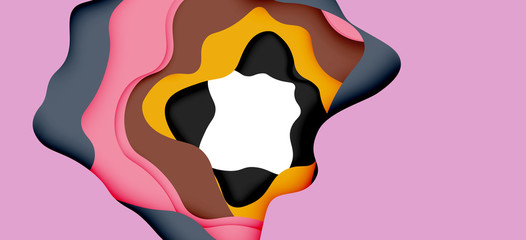 Vector decorative background. Abstract web template with cut out 3d paper abstract waves on light background for decoration design.