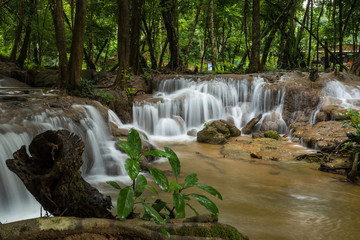 Fototapeta na wymiar Waterfall in autumn forest, Kanchanaburi, thailand.