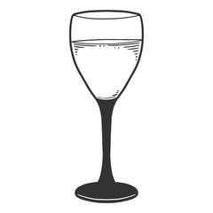 Wine glass. Vector concept in doodle and sketch style.