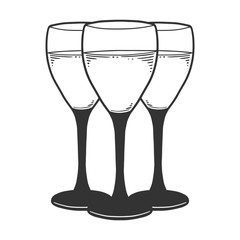 Wine glass. Vector concept in doodle and sketch style.