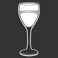 Wine glass. Vector concept in doodle and sketch style.