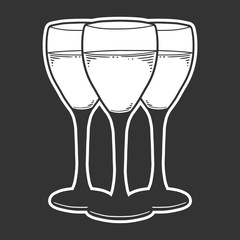 Wine glass. Vector concept in doodle and sketch style.