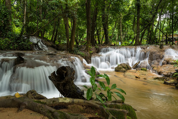 Waterfall in autumn forest, Kanchanaburi, thailand.