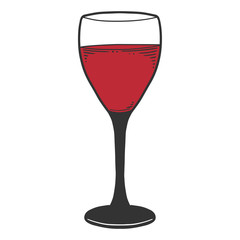 Wine glass. Vector concept in doodle and sketch style.